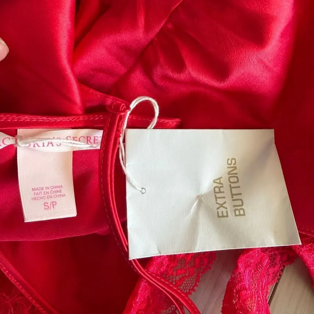 Victoria secret red satin slip dress size s